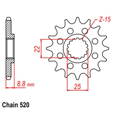 Supersprox 14 Tooth Steel Front Sprocket for Husqvarna TE125 2014-2016