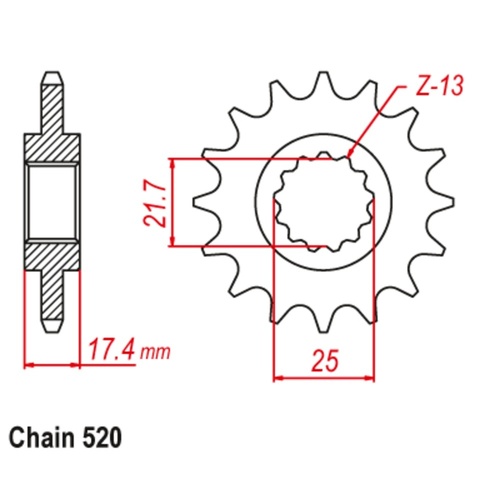 Supersprox 14 Tooth Steel Front Sprocket for Honda CB250 HORNET 1996-1999