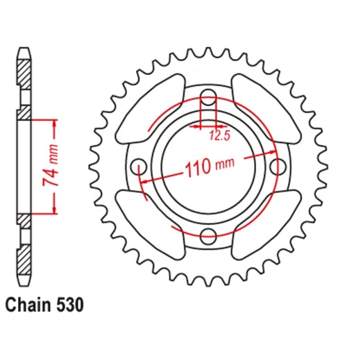 Supersprox 39 Tooth Steel Rear Sprocket for Yamaha XS500 (ALLOY WHEEL) 1976