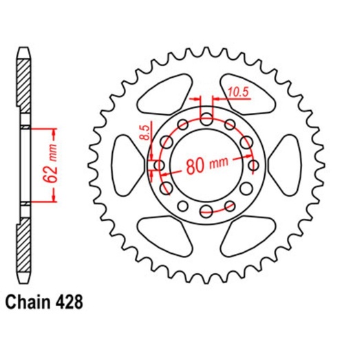 Supersprox 51 Tooth Steel Rear Sprocket for Yamaha TY125 1980-1983