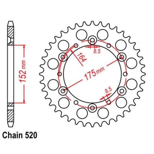 Supersprox  48 Tooth  Steel Rear sprocket for Yamaha TT350 1986-1998