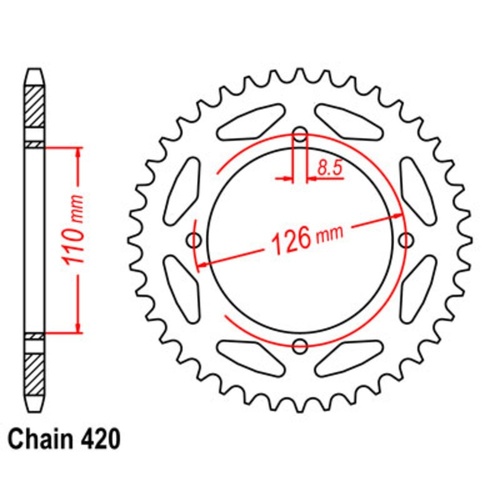 Supersprox 45 Tooth Steel Rear Sprocket for Kawasaki KX65 2001-2005