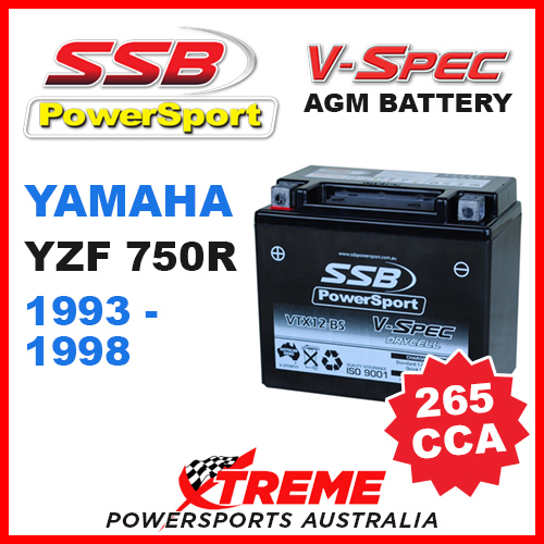 SSB 12V V-SPEC DRY CELL AGM 265 CCA BATTERY YAMAHA YZF750R YZF 750R 1993-1998