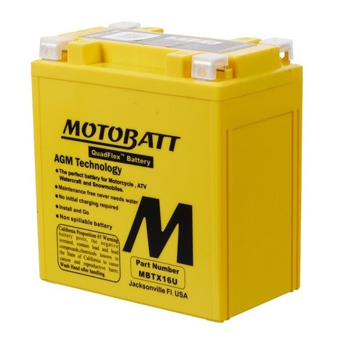 Motobatt MBTX16U 12V AGM Battery 19Ah 250CCA Repl YB16B-A1 YB16B-A YB16BA1