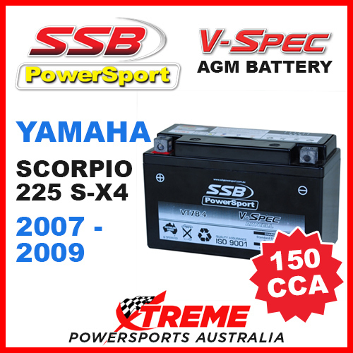 SSB 12V V-SPEC DRY CELL 150 CCA AGM BATTERY SCORPIO 225 S-X4 2007-2009 VT7B-4