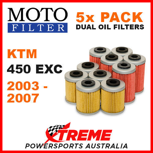 5 PACK MOTO MX OIL FILTERS KTM 450EXC 4T 450 EXC 4 STROKE 2003-2007 ENDURO BIKE