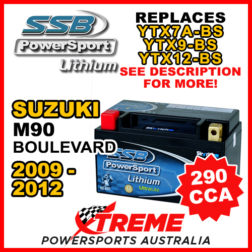 SSB 12V 290 CCA For Suzuki M90 Boulevard 2009-2012 LFP14H-BS Lithium Battery