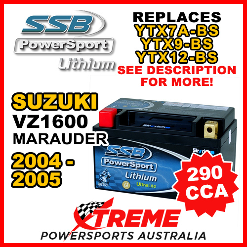 SSB 12V 290 CCA For Suzuki VZ1600 Marauder 2004-2005 LFP14H-BS Lithium Battery