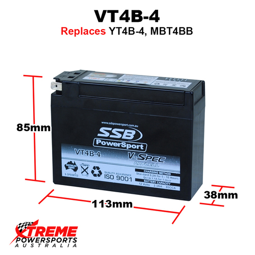 SSB 12V 85CCA 2.3AH VT4B-4 For Suzuki DR-Z70 DRZ 70 2008-2017 AGM Battery YT4B-4 