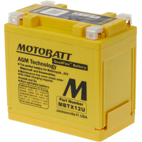 Motobatt MBTX12U 12V AGM Battery 14Ah 200CCA Repl YB12B-B2 YB12BB2 