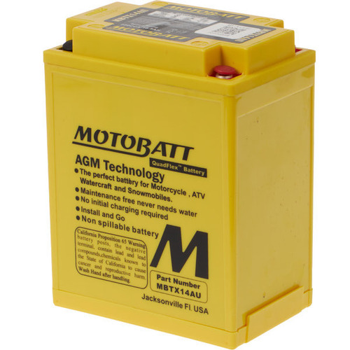 Motobatt MBTX14AU 12V AGM Battery 16.5Ah 210CCA Repl YB14L-B2 YB14L-B1