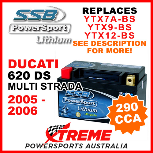SSB 4-LFP14H-BS Ducati 620 DS Multistrada 2005-2006 Lithium Battery 290 CCA 12V