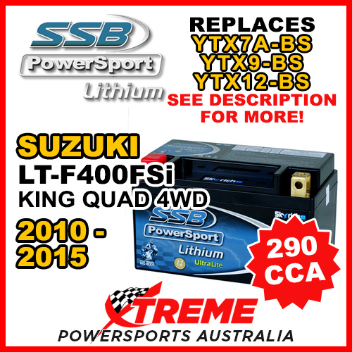 SSB 12V 290 CCA For Suzuki LT-F400ASi 2WD 2010-2015 LFP14H-BS Lithium Battery