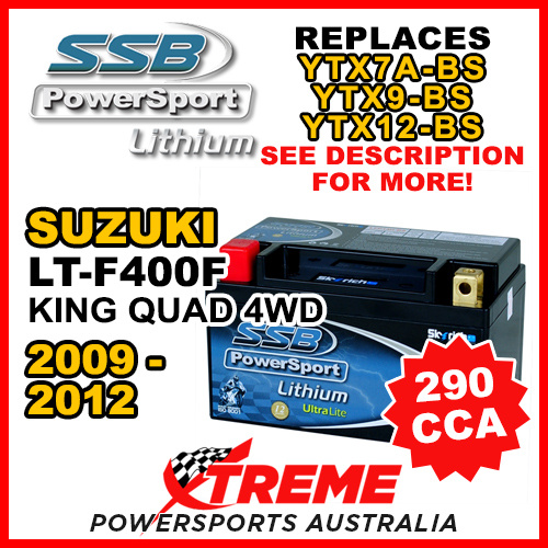 SSB 12V 290 CCA For Suzuki LT-F400F King Quad 4WD 2009-2012 LFP14H-BS Lithium Battery