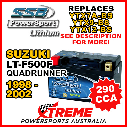 SSB 12V 290 CCA For Suzuki LT-F500F Quadrunner 1998-2002 LFP14H-BS Lithium Battery