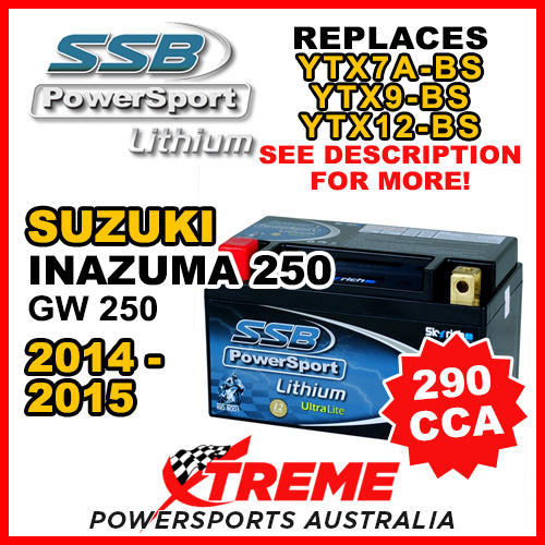 SSB 12V 290 CCA For Suzuki VL800 VL 800 Volusia 2001-2004 LFP14H-BS Lithium Battery