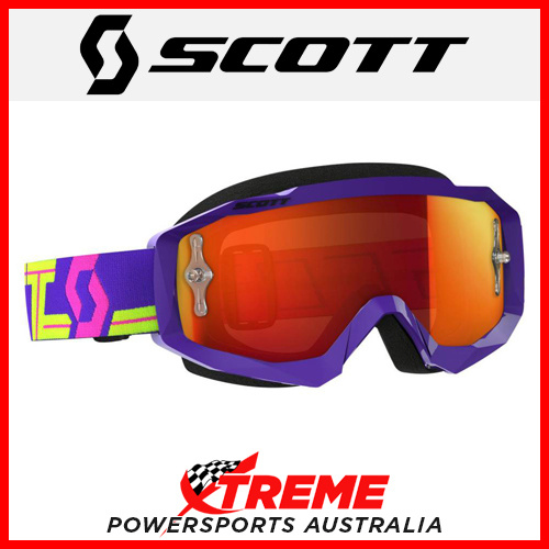 Scott Purple/Yellow Hustle MX Goggles With Orange Chrome Lens Motocross Bike