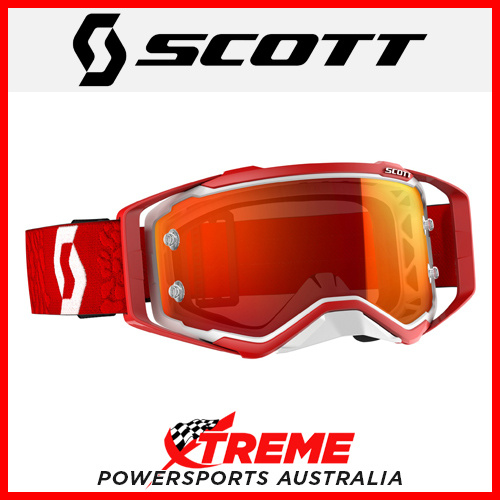 Scott White/Red Prospect Goggles With Orange Chrome Lens Motocross Dirt Bike