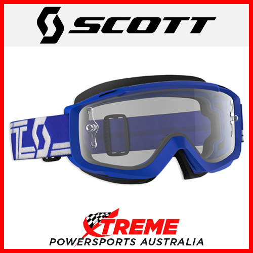 Scott Blue/White Split OTG Goggles With Clear Lens Motocross Dirt Bike