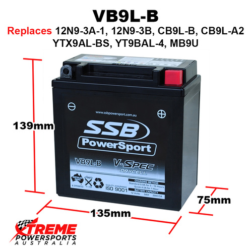 SSB 12V 200CCA 9AH VB9L-B BSA Rocket 750 1969-1972 AGM Battery YTX9AL-BS 