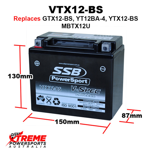 SSB 12V 265CCA 10AH VTX12-BS For Suzuki M50 Boulevard 2005-2015 AGM Battery YTX12-BS