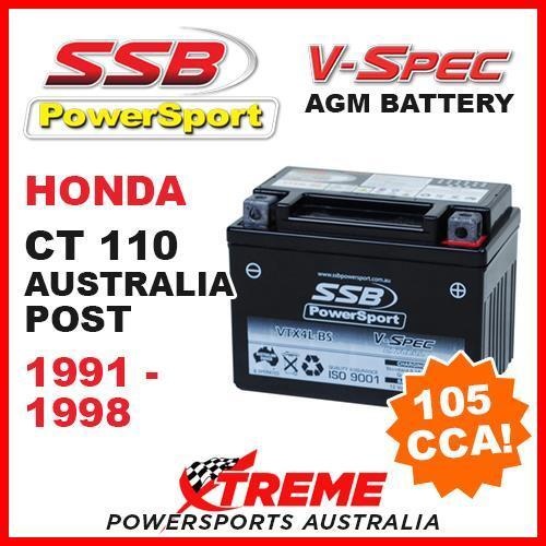 SSB 12V V-SPEC DRY CELL AGM 105 CCA BATTERY HONDA CT110 CT 110 POSTIE 1991-1998