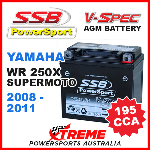 SSB 12V V-SPEC DRY CELL AGM 195 CCA BATTERY YAMAHA WR250X SUPERMOTO 2008-2011