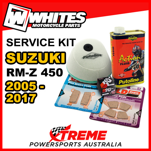 For Suzuki RMZ450 2005-2017 Air & Oil Filter +Filter Oil +F/R Brake Pads Service Kit