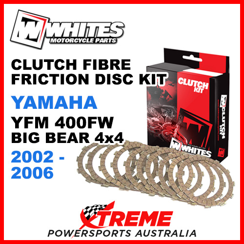 Whites Yamaha YFM400FW Big Bear 4x4 2002-2006 Clutch Fibre Friction Disc Kit